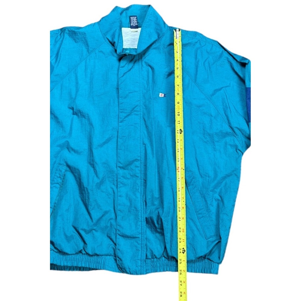 Vintage Lands End Mens XL Colorblock Windbreaker‎ Jacket Teal Pink 90s Retro - Picture 4 of 11